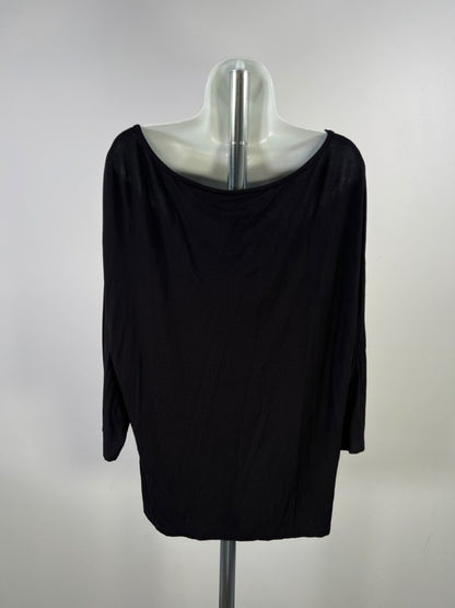 Tahari Women's Black Mesh Cut Out 3/4 Sleeve Shirt - 1X image 2