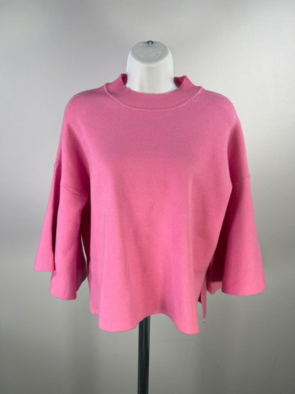 Zenana Women's Pink Crewneck Angel Wing Elbow Sleeve Sweater - S image 5