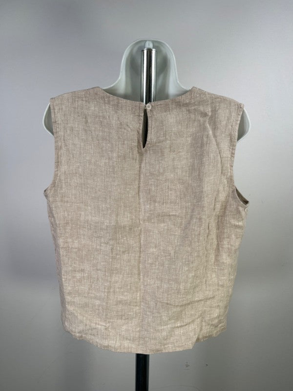 Quince Women's Tan Linen Matching Sleeveless Shirt And Button Up Set - M image 4
