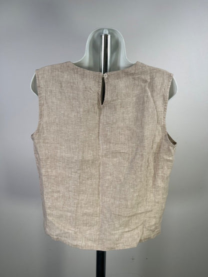 Quince Women's Tan Linen Matching Sleeveless Shirt And Button Up Set - M image 4