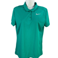 Nike Women's Blue/Green Dri-Fit Short Sleeve Golf Polo Shirt - M