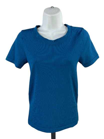 Athleta Women's Blue Short Sleeve Ribbed Athletic T-Shirt - M