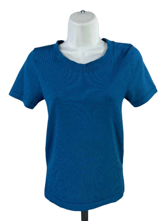 Athleta Women's Blue Short Sleeve Ribbed Athletic T-Shirt - M