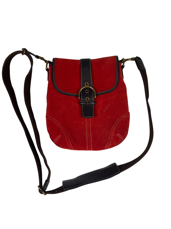 Coach Women's Cherry Red Vintage Soho Suede Small Crossbody Purse