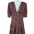 Francesca's Women's Purple Mi Ami Floral Layered Short Sleeve Mini Dress - S