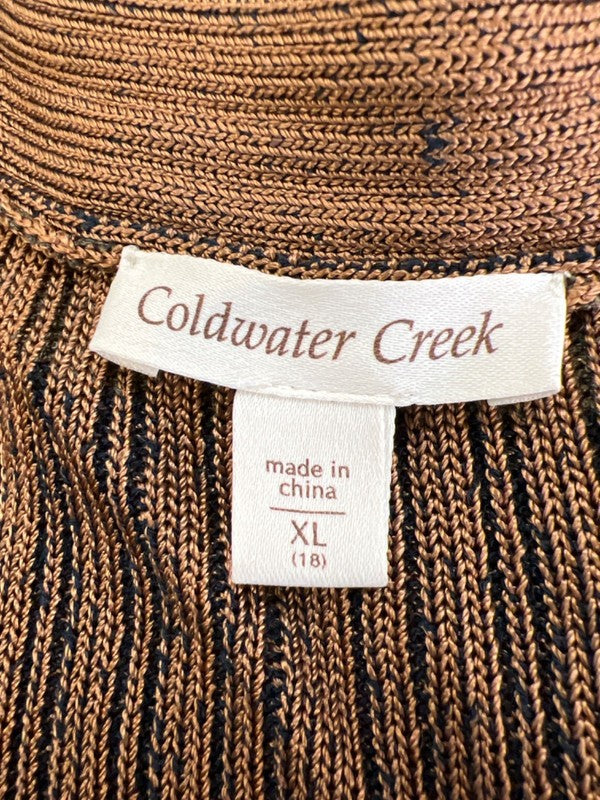 Coldwater Creek Women's Brown/Mulitcolor 1/2 Sleeve One Button Sweater - XL image 3