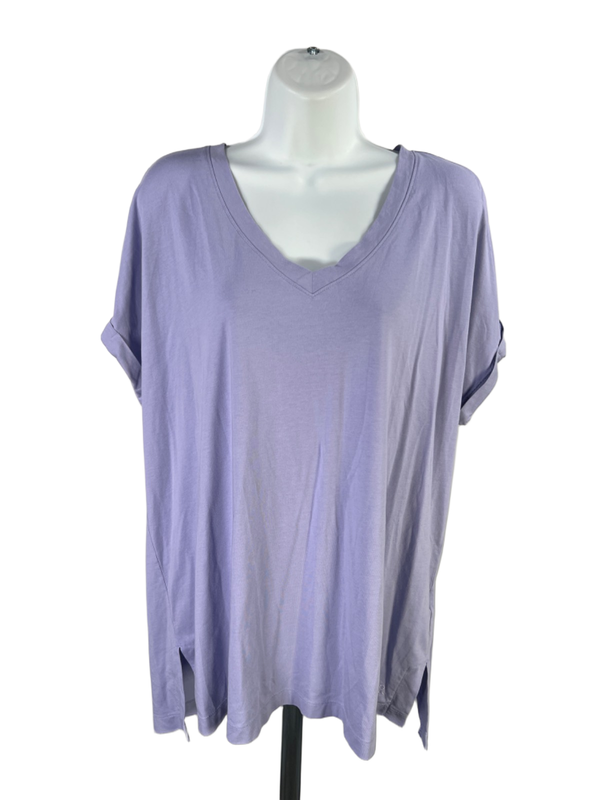 Banana Republic Women's Purple Short Sleeve V-Neck T-Shirt - XL