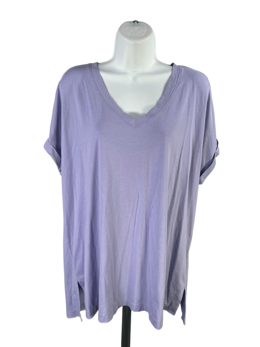 Banana Republic Women's Purple Short Sleeve V-Neck T-Shirt - XL