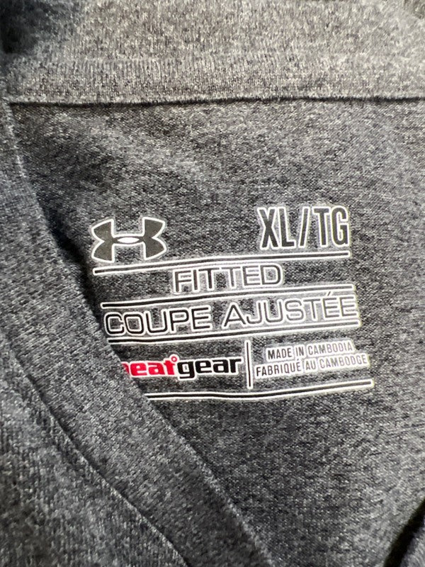 Under Armour Women's Gray Heatgear Fitted V Neck Short Sleeve Tee Shirt - XL image 3