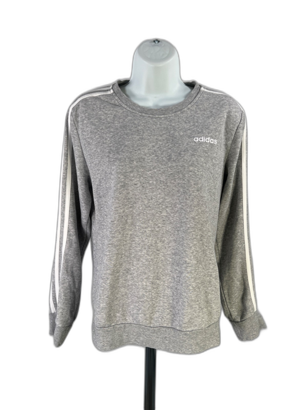 adidas Women's Gray Long Sleeve Crewneck Sweatshirt - M