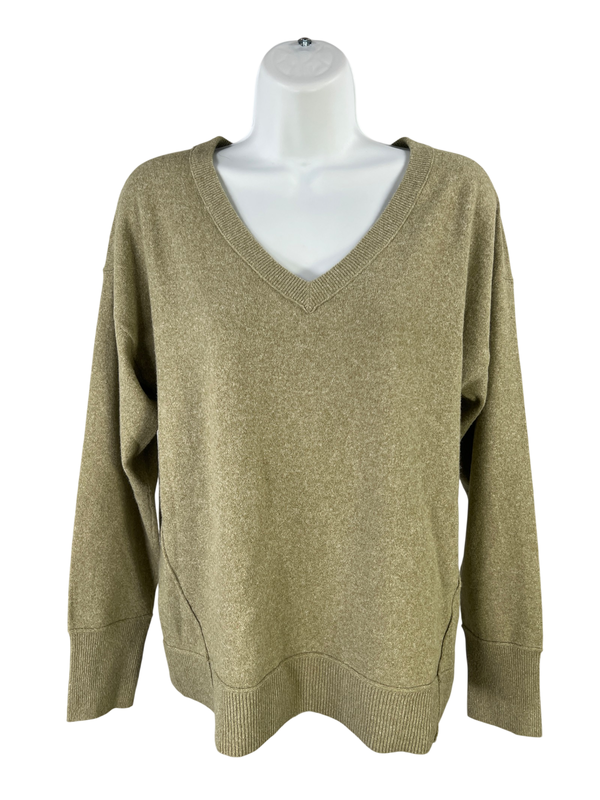 Lucky Brand Women's Green Soft V-Neck Long Sleeve Sweater - S