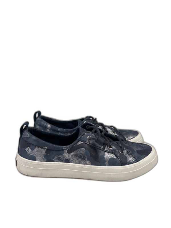 Sperry Women's Blue Metallic Crest Vibe Camo Slip On Sneakers - 8