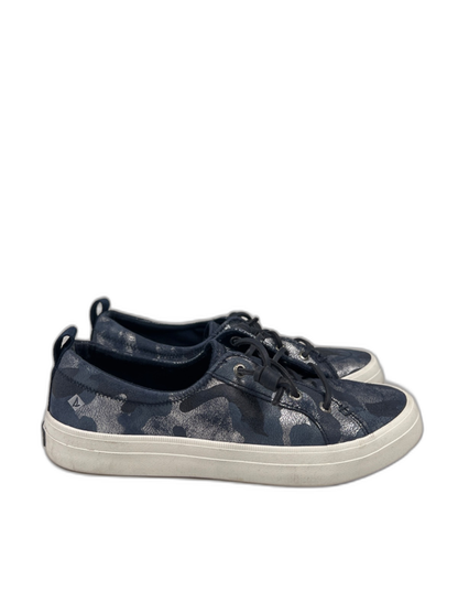 Sperry Women's Blue Metallic Crest Vibe Camo Slip On Sneakers - 8