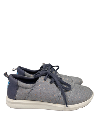 Toms Women's Blue Del Rey Chambray Metallic Polka Dot Lace Up Sneakers - 7