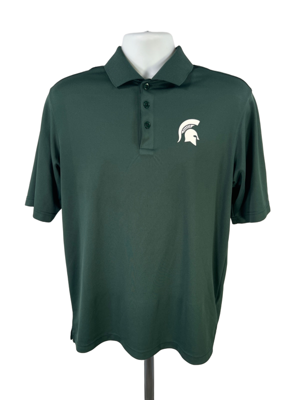 Antigua Men's Green Michigan State University Short Sleeve Golf Polo Shirt - M