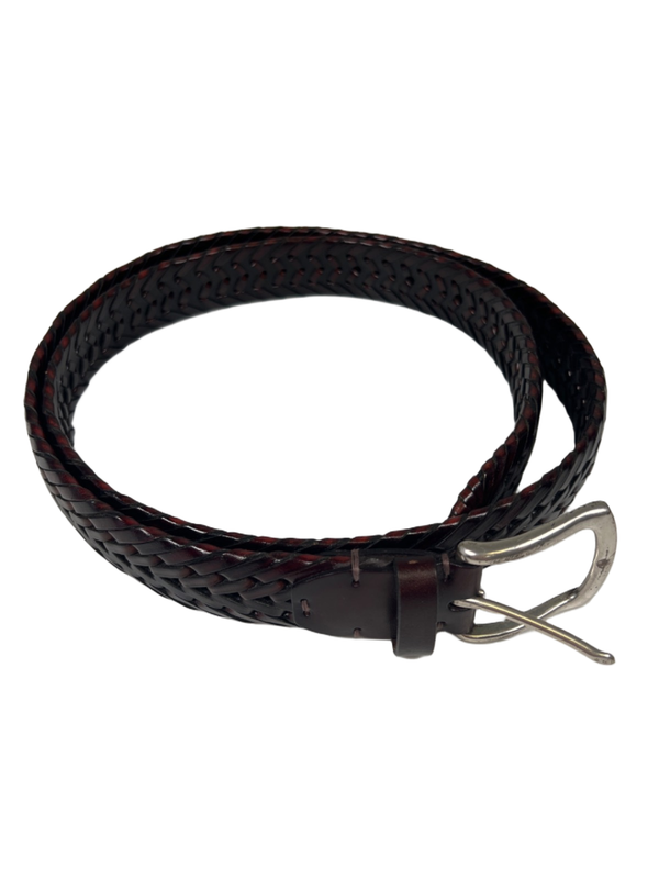 John W. Nordstrom Men's Brown/Red Leather Woven Brass Buckle 51 in Belt