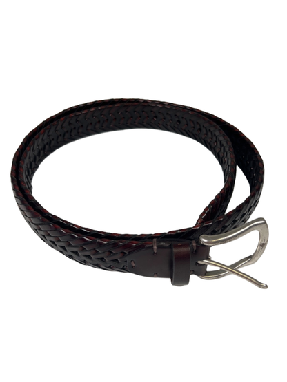 John W. Nordstrom Men's Brown/Red Leather Woven Brass Buckle 51 in Belt