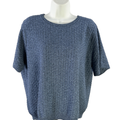 Alfred Dunner Women's Blue Textured Knit Short Sleeve Sweater Shirt - L