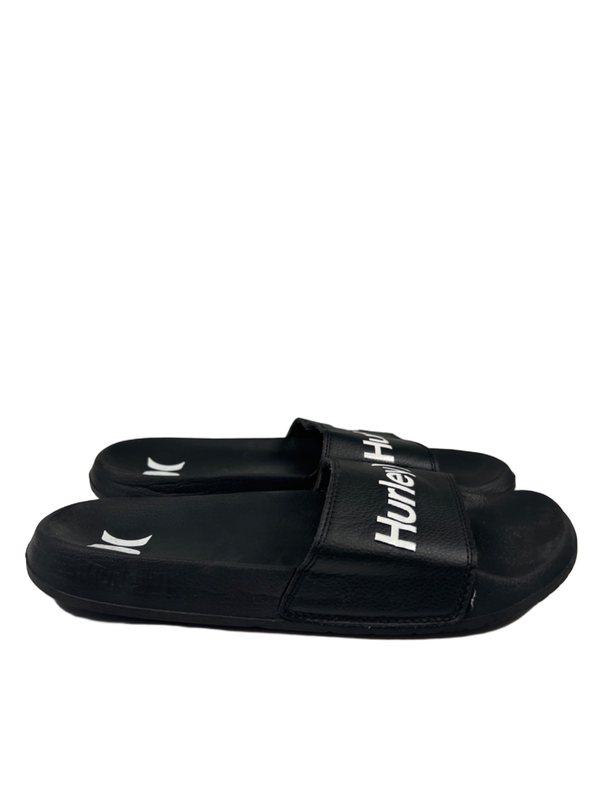 Hurley Men's Black/White Basic Logo Slide On Sandals - 10