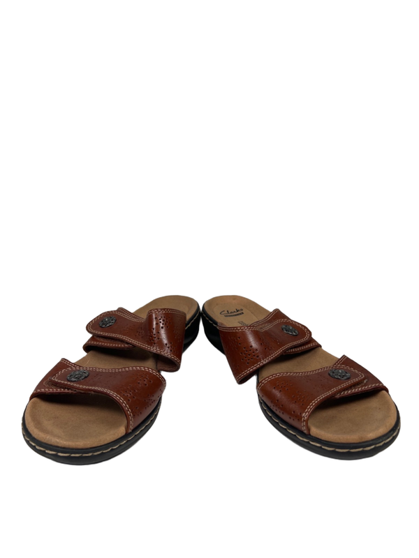 Clarks Collection Women's Brown Double Strap Slip On Sandals - 9 image 6