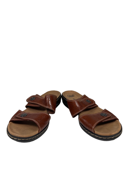 Clarks Collection Women's Brown Double Strap Slip On Sandals - 9 image 6
