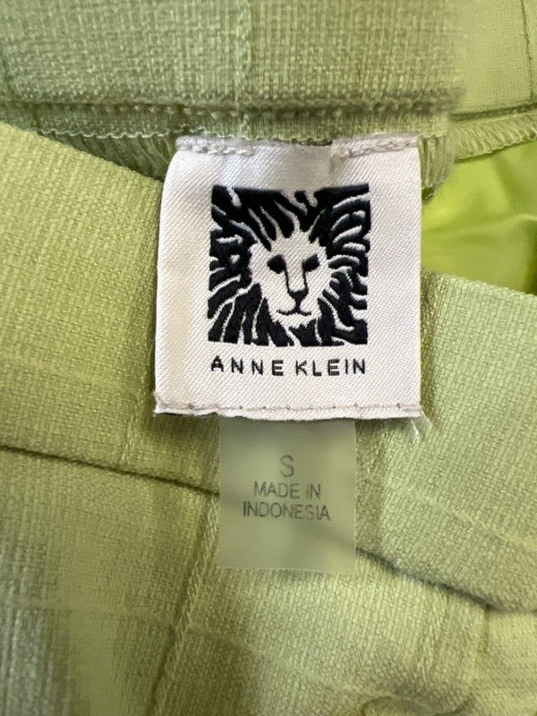 Anne Klein Women's Green Grid Texture Pull On Stretch Waist Pants - S image 3