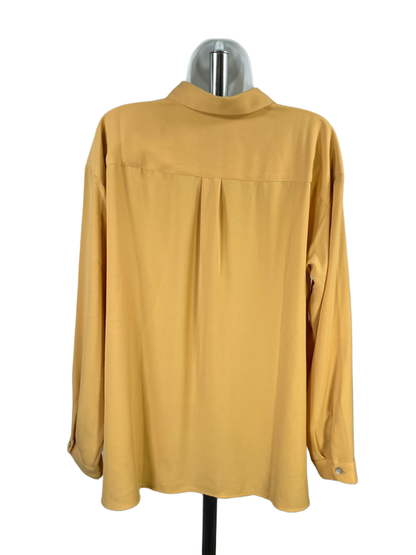 J.Jill Women's Yellow/Gold Long Sleeve Button Up Blouse - L image 2