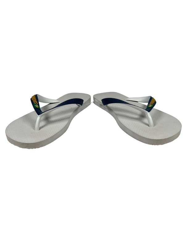 Havaianas Unisex White/Blue Brasil Casual Flip Flops - Women's 9/10 image 6