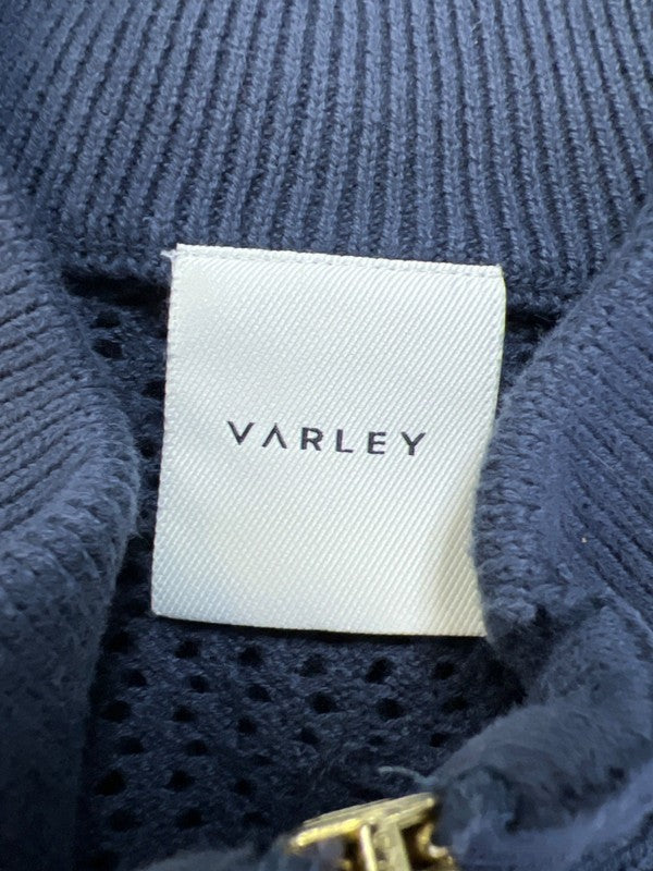 Varley Women's Blue Open Knit Long Sleeve 1/2 Zip Pullover Sweater - L image 3
