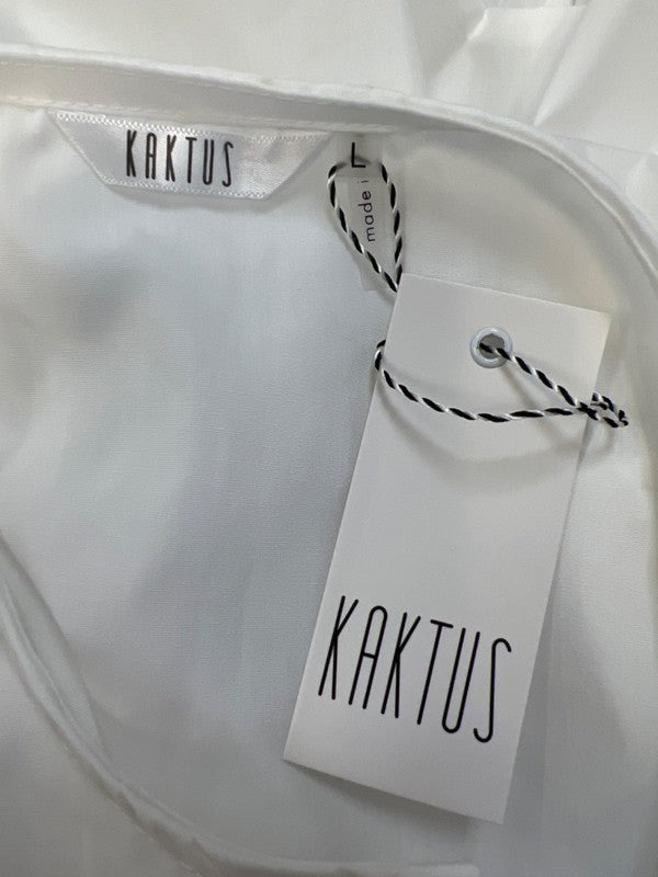 Kaktus Women's White 3/4 Puff Sleeve Tie Front Blouse - L image 3