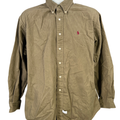 Ralph Lauren Men's Green Twill Long Sleeve Button Up Shirt - L