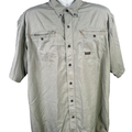 Ariat Rebar Men's Green Grid Vented Short Sleeve Button Up Fishing Shirt - XL