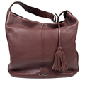 Coach Women's Brown/Burgundy Avery Pebbled Leather Hobo Shoulder Purse