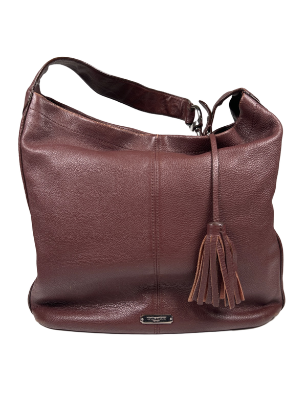 Coach Women's Brown/Burgundy Avery Pebbled Leather Hobo Shoulder Purse