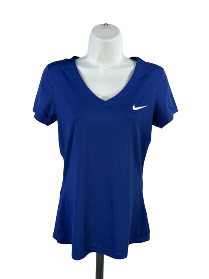Nike Women’s Blue Dri-Fit Victory Base Layer Short Sleeve Athletic T-Shirt - M