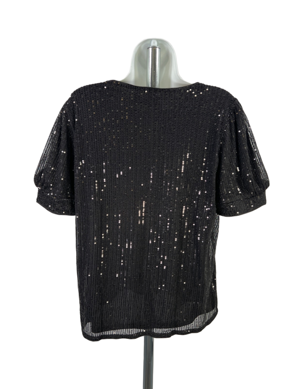 Grace Karin Women's Black Short Sleeve Sequin Shirt - L image 2