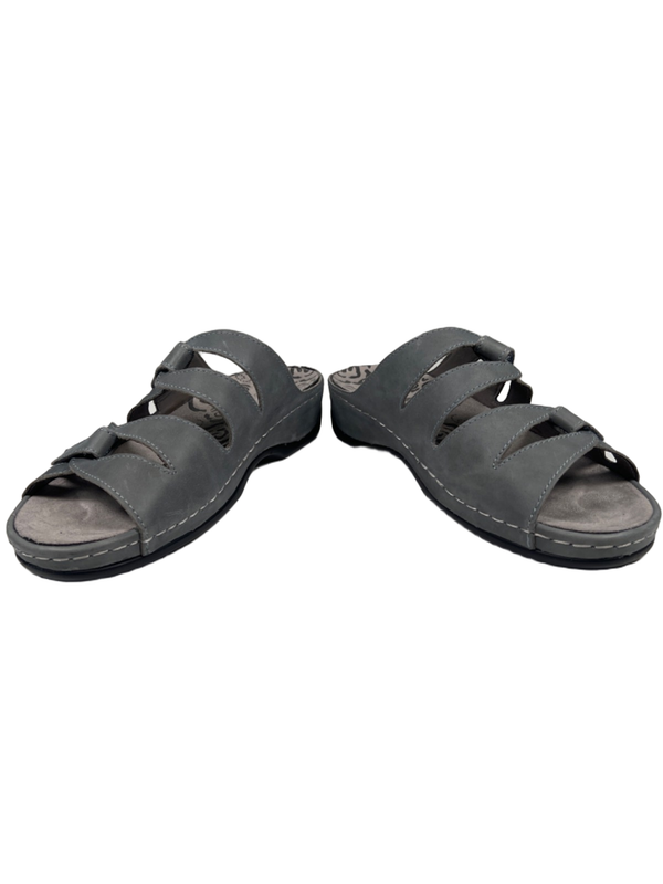 Propet Women's Gray Leather Kylie Adjustable Hook-And-Loop Strappy Sandals - 10 image 6