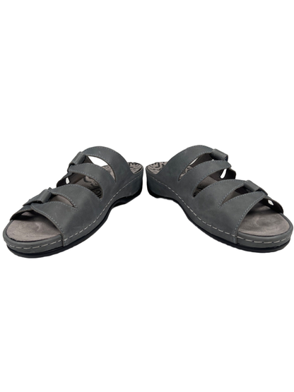 Propet Women's Gray Leather Kylie Adjustable Hook-And-Loop Strappy Sandals - 10 image 6