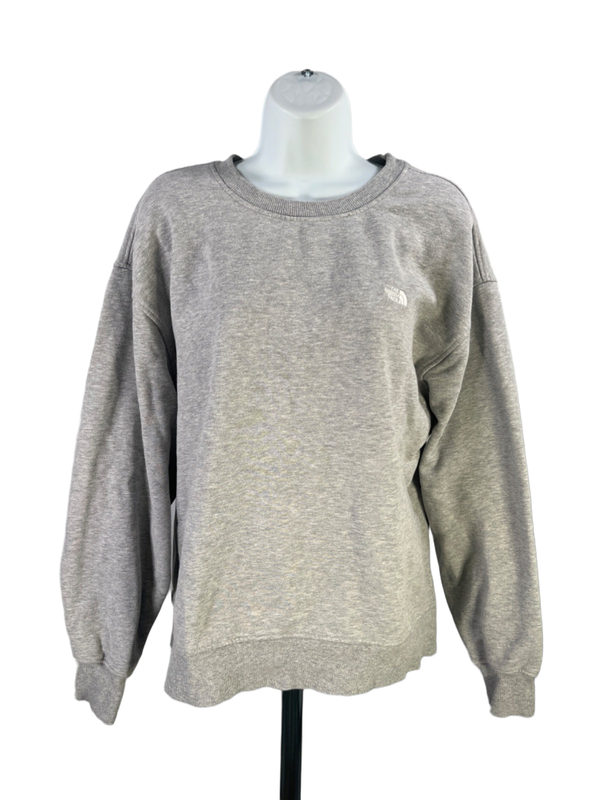 The North Face Women's Gray Fleece Crewneck Long Sleeve Pullover Sweatshirt - M