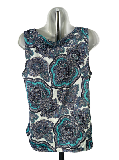 Ann Taylor Women's Blue Paisley Sleeveless Blouse - M image 2