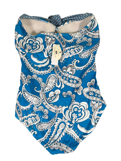 Tommy Bahama Women's Blue Paisley V Wire Halter Layered One Piece Swimsuit - 12 image 2