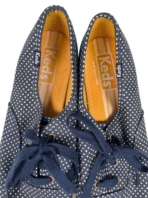 Keds Women's Blue/White Champion Canvas Polka Dot Lace Up Sneakers - 8 image 3
