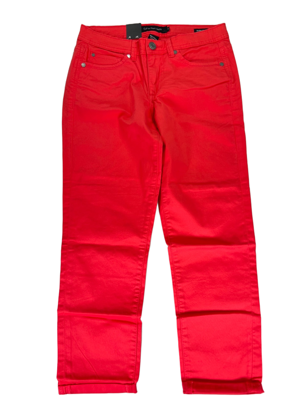 Calvin Klein Women's Bright Coral/Red Slim Fit Skinny Crop Pants - 6