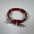 Brighton Women's Red Leather Kriss Kross Etched Bandit 9in Bracelet
