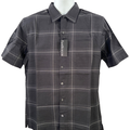 Van Heusen Men's Black Plaid Short Sleeve Button Up Shirt - M