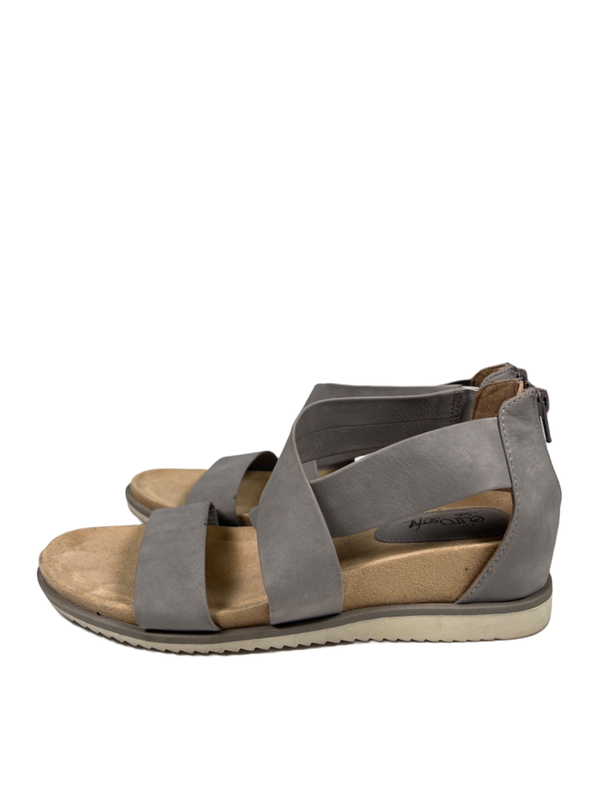Euro Soft by Sofft Women's Gray Ankle Strap Open Toe Low Wedge Sandals - 8.5 image 5