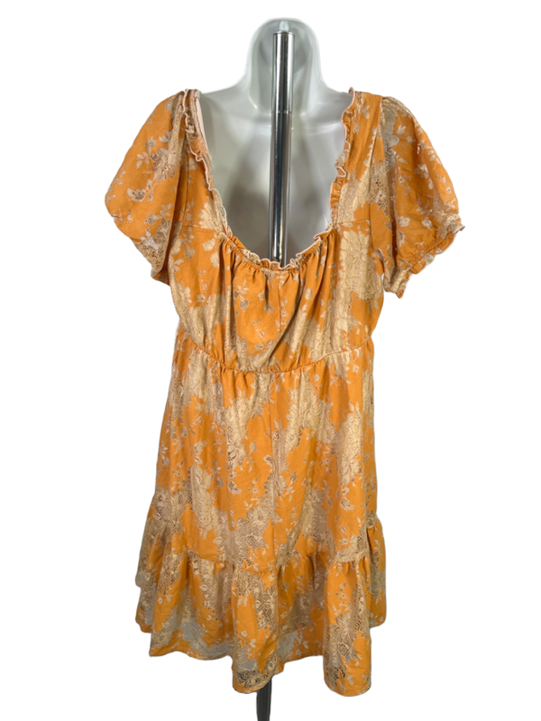 Torrid Women's Mustard Yellow Lace Tiered Babydoll Lined Dress - Plus 1X image 2