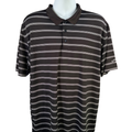Callaway Men's Black/White Striped Perforated Short Sleeve Golf Polo Shirt - XL