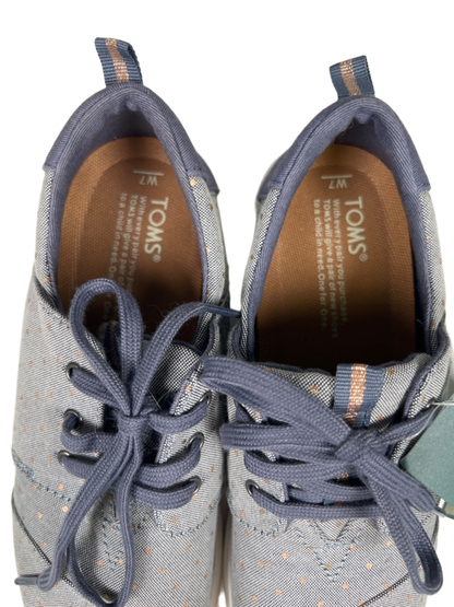 Toms Women's Blue Del Rey Chambray Metallic Polka Dot Lace Up Sneakers - 7 image 3