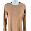 Nike Women's Brown Embroidered Logo Long Sleeve Tee Shirt - S
